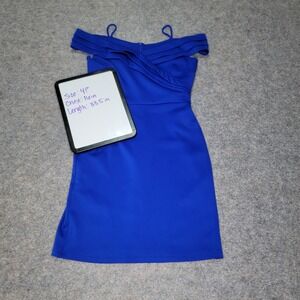 Alexa B‎ Nites Petite Blue Neon Royal Off The Shoulder Bodycon Dress 4P